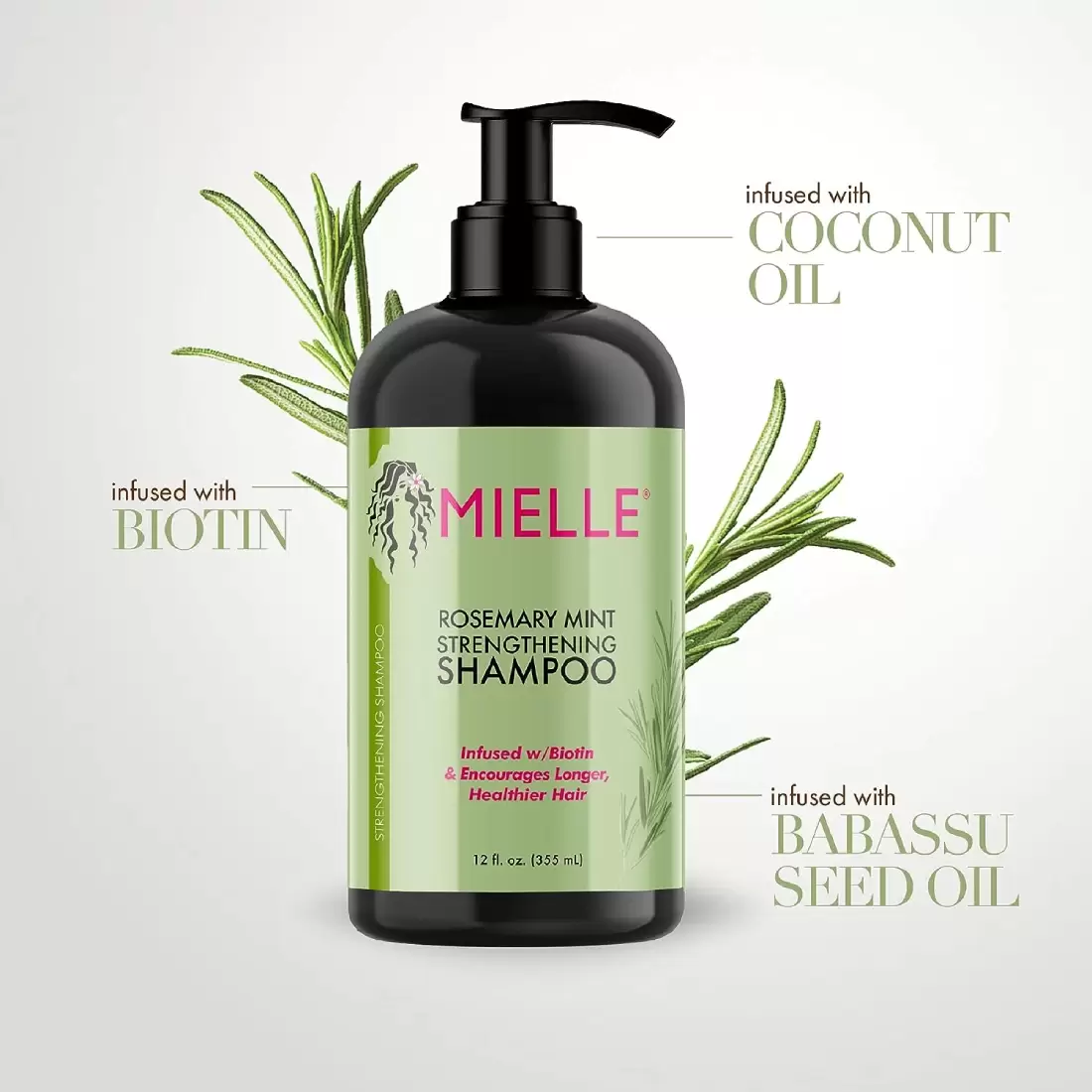 شامپو رزماری Mielle-شامپو ضد ریزش رزماری مییله-شامپو رزماری میله-شامپو تقویت کننده رزماری Mielle-Mielle Rosemary Mint Strengthening Shampoo-محصولات برند میله